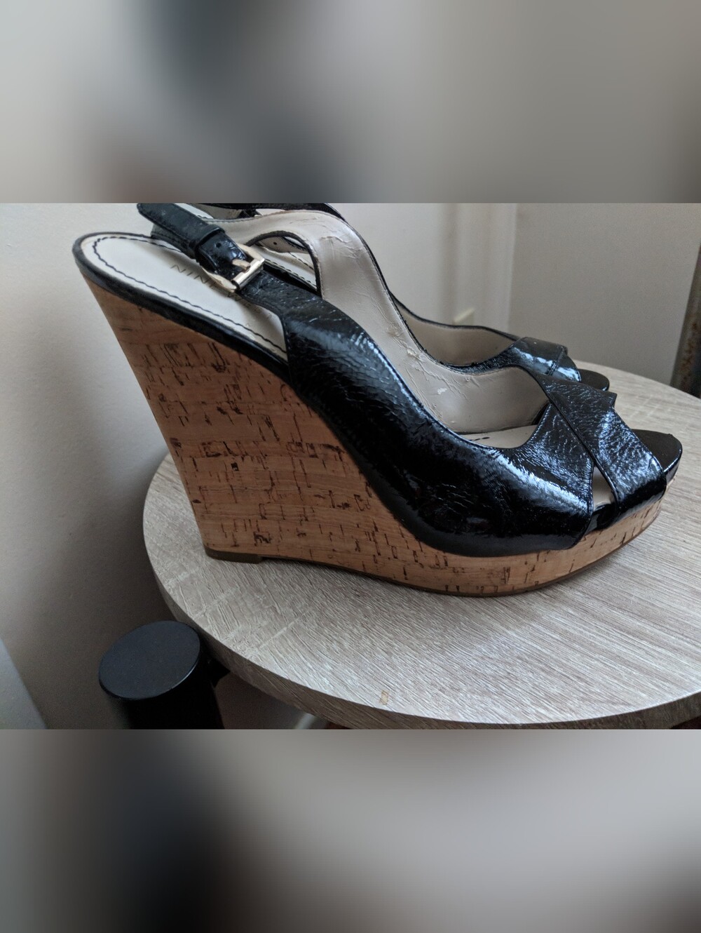 Nine West Patent Slingback Peep-Toe Heels 9.5